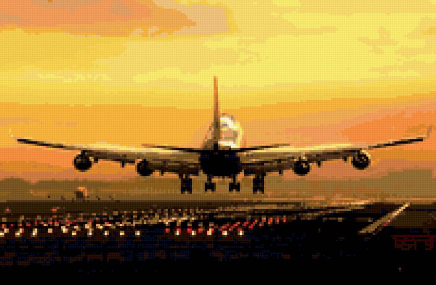 самолет на закате - предпросмотр