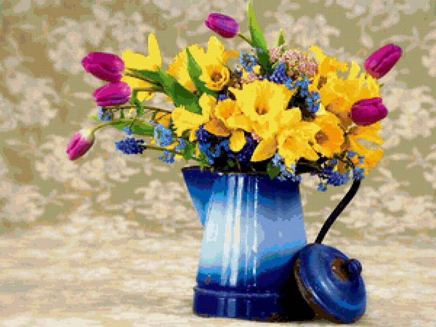 Букет - цветы, тюльпан, букет, нарцис - предпросмотр