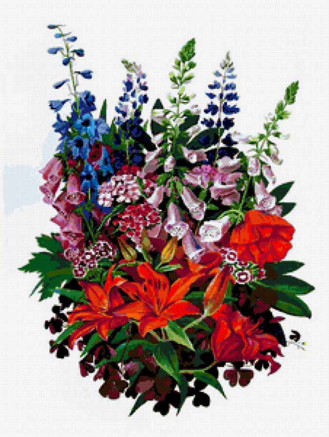 Серия "Букет" - цветы, гвоздики, букет, лилии, дельфиниум, люпин - предпросмотр