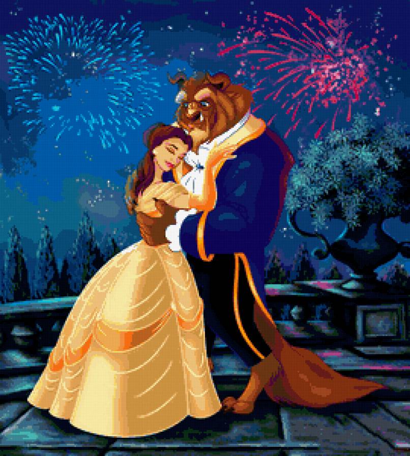 красавица и чудовище - любовь, романтика, детская, белль, детям, дисней, мультик, салют, бал - предпросмотр