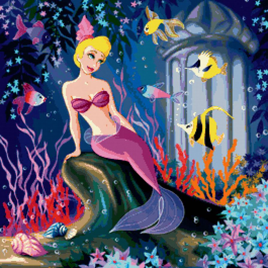 русалочка - подушка, рыбки, дисней, мультяшки, детская, детям, мультик - предпросмотр