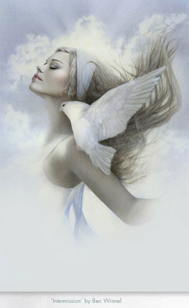 Девушка и голубь - девушки - оригинал