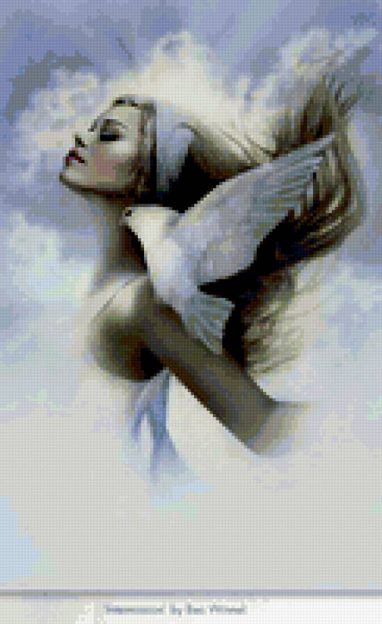 Девушка и голубь - девушки - предпросмотр