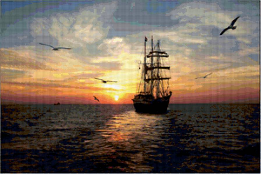 закат на море - предпросмотр