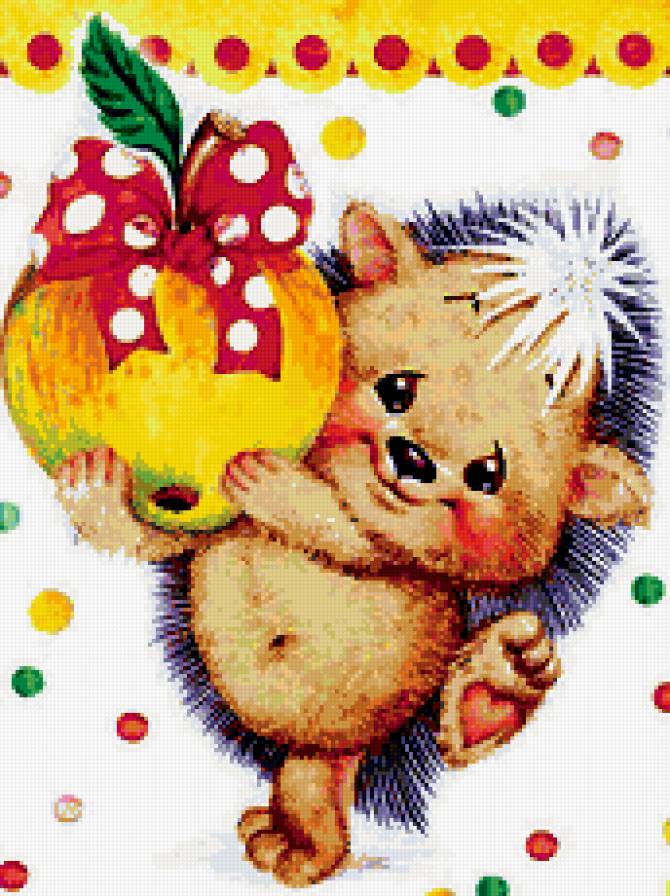 Веселый ёжик - яблоко, ежик - предпросмотр