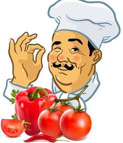 на кухню - повар, овощи - оригинал