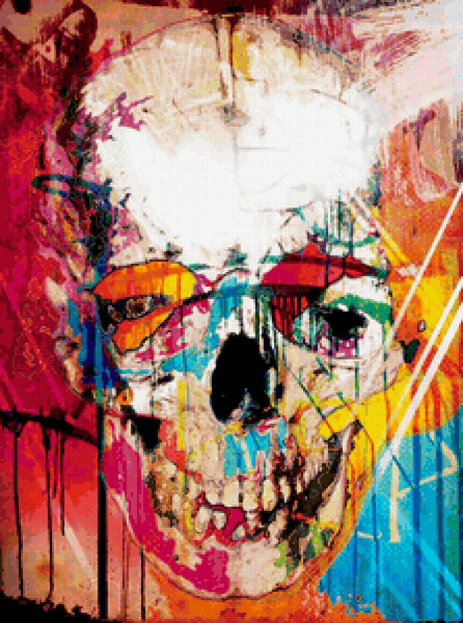 Череп - череп, ярко, абстракция - предпросмотр