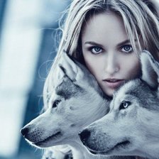 Схема вышивки «Девушка с волками»