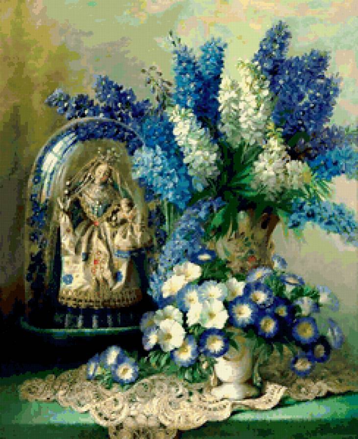 Натюрморт с дельфиниумом - примула, натюрморт, букет, цветы, дельфиниум - предпросмотр