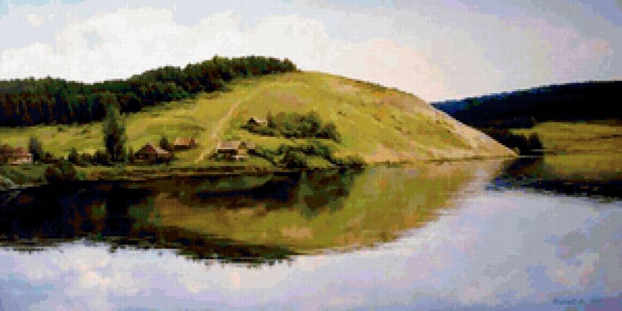 Сибирская деревенька - домик, пейзаж, река - предпросмотр