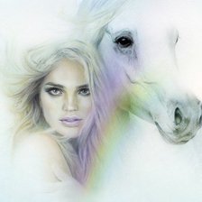 Схема вышивки «Девушка с лошадью.»