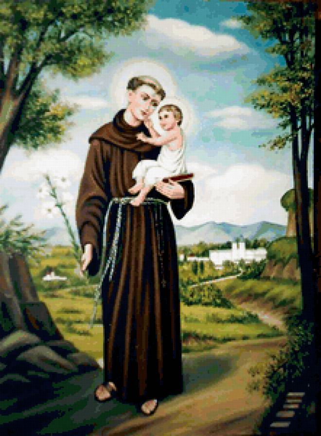 Св. Антоний с Иисусом - святой, антоний, католическая, младенец, икон, иисус - предпросмотр