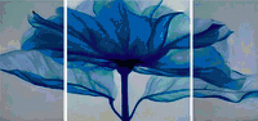 Серия ТРИПТИХ. Голубой цветок - триптих, цветы - предпросмотр