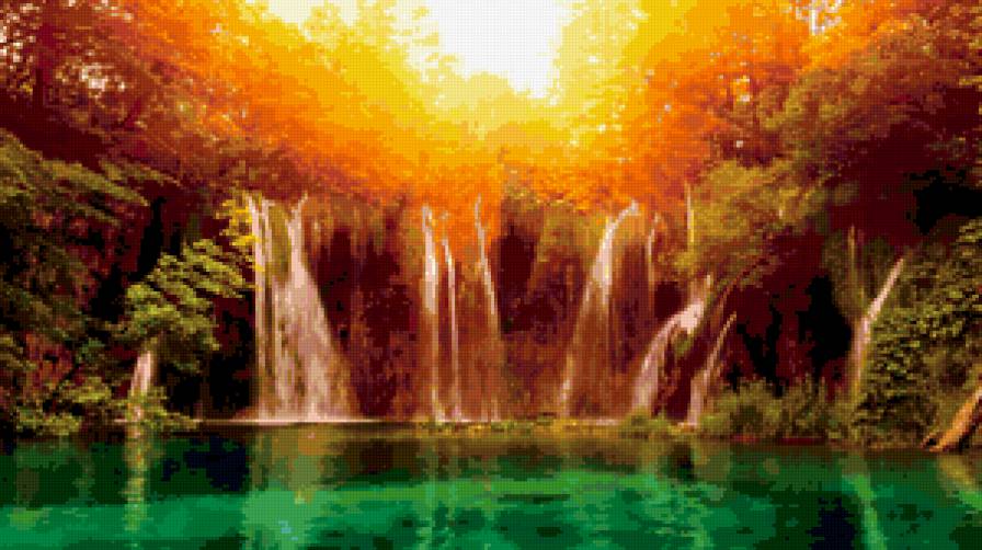 пейзаж - пейзаж, лес, водопады - предпросмотр