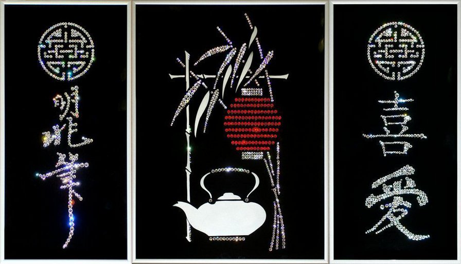 Серия ТРИПТИХ. Чайный домик - триптих, для кухни, чай, кухня, япония - оригинал