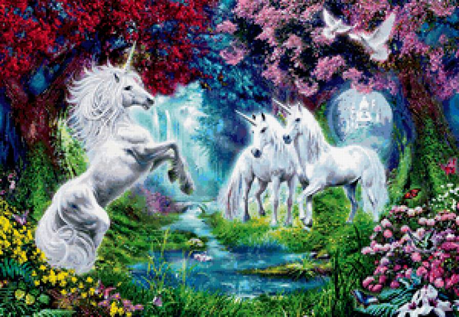 единороги - природа, фентези, сказка, лошадь, миф, мифология, единорог - предпросмотр