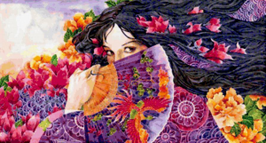 Девушка с веером - девушки - предпросмотр