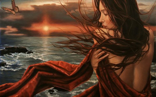 закат - природа, закат, дувушка - оригинал