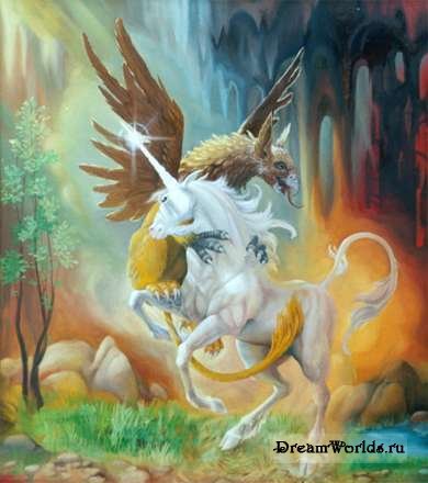 битва грифона и единорога - грифоны - оригинал