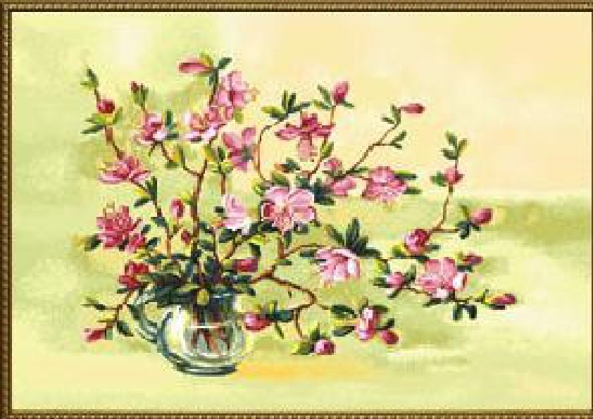 Багульник - живопись, цветы, багульник, натюрморт, гобелен - оригинал