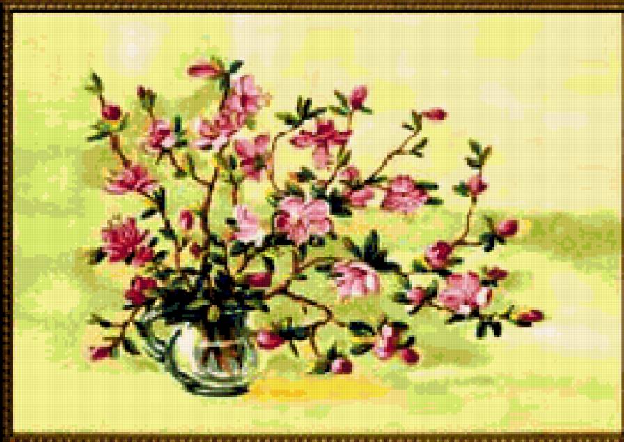 Багульник - живопись, багульник, гобелен, натюрморт, цветы - предпросмотр