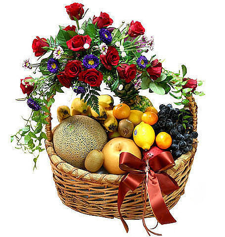 Корзина с фруктами - натюрморт, цветы, картина, корзина, фрукты - оригинал