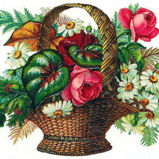 Схема вышивки «букет цветов в корзине»