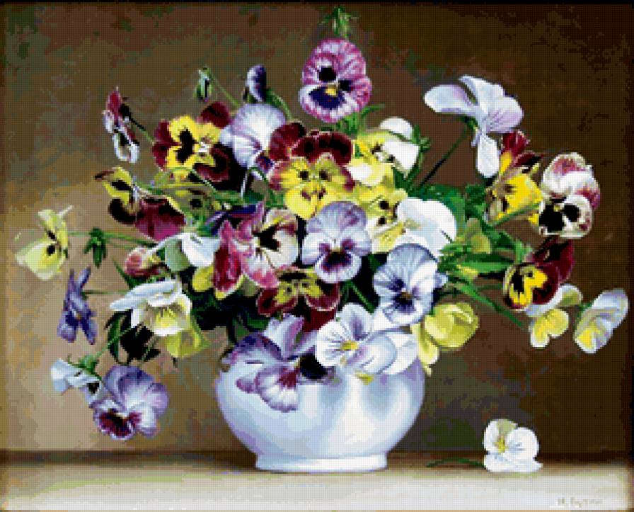 анютки - анютины глазки, цветы, анютки, букет - предпросмотр