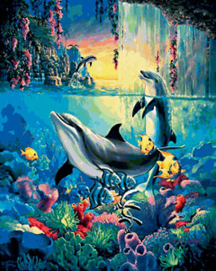 дельфины - море, природа, пейзаж, экзотика, океан, дельфин - предпросмотр