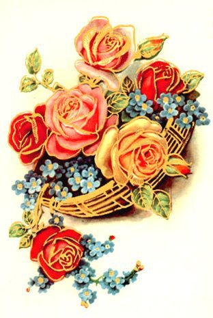 Розы и незабудки - незабудки, незабудка, флора, винтаж, розы, ретро, розочки - оригинал