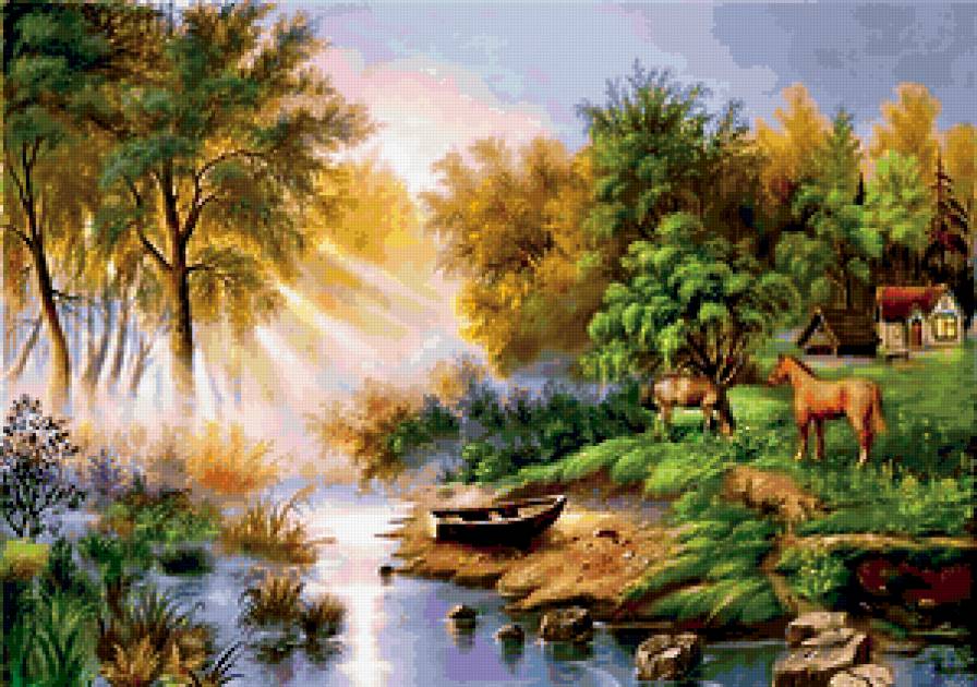 Райское место - райское место, лошади, лес, дом - предпросмотр