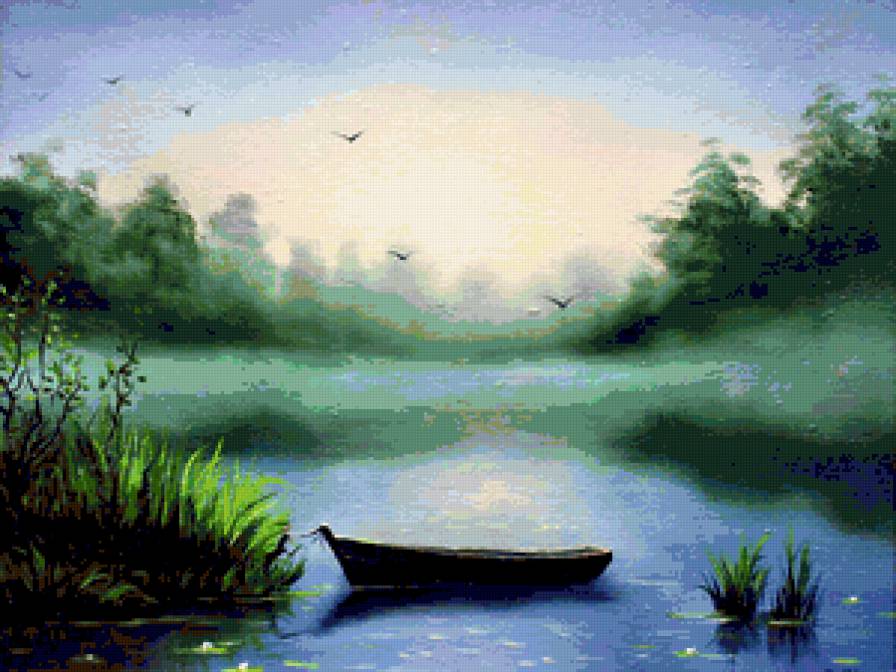 пейзаж - природа, рассвет, тишина, озеро, пейзаж - предпросмотр