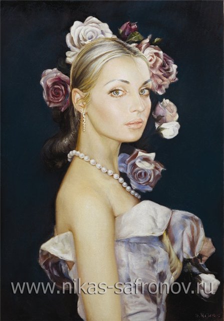 никас сафронов - балерина, розы - оригинал