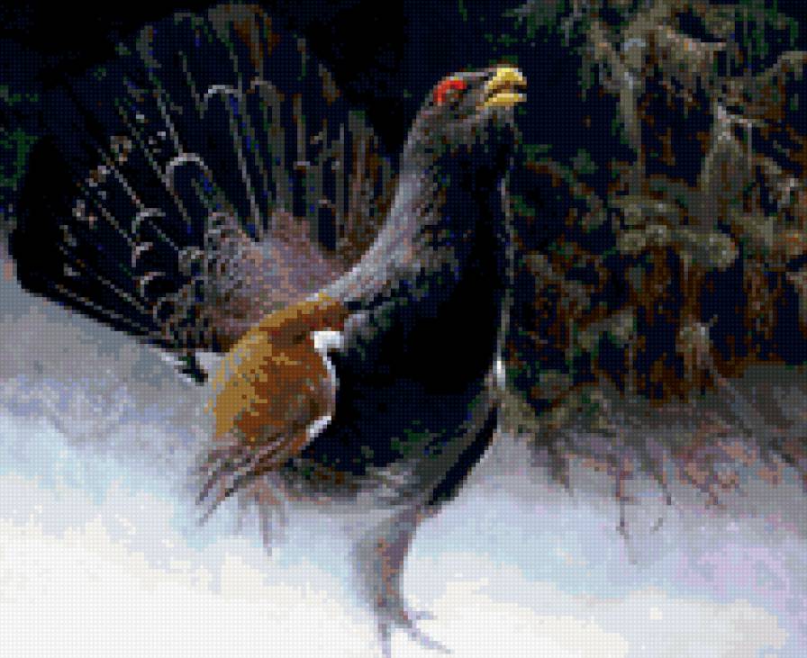 0063 - птицы, картина, зима, природа, красота - предпросмотр