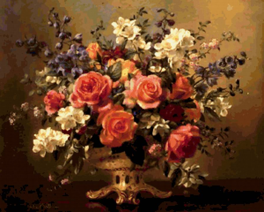 букет - ваза, букет, розы - предпросмотр