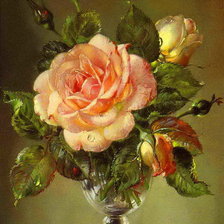 Оригинал схемы вышивки «розы в вазе» (№275236)