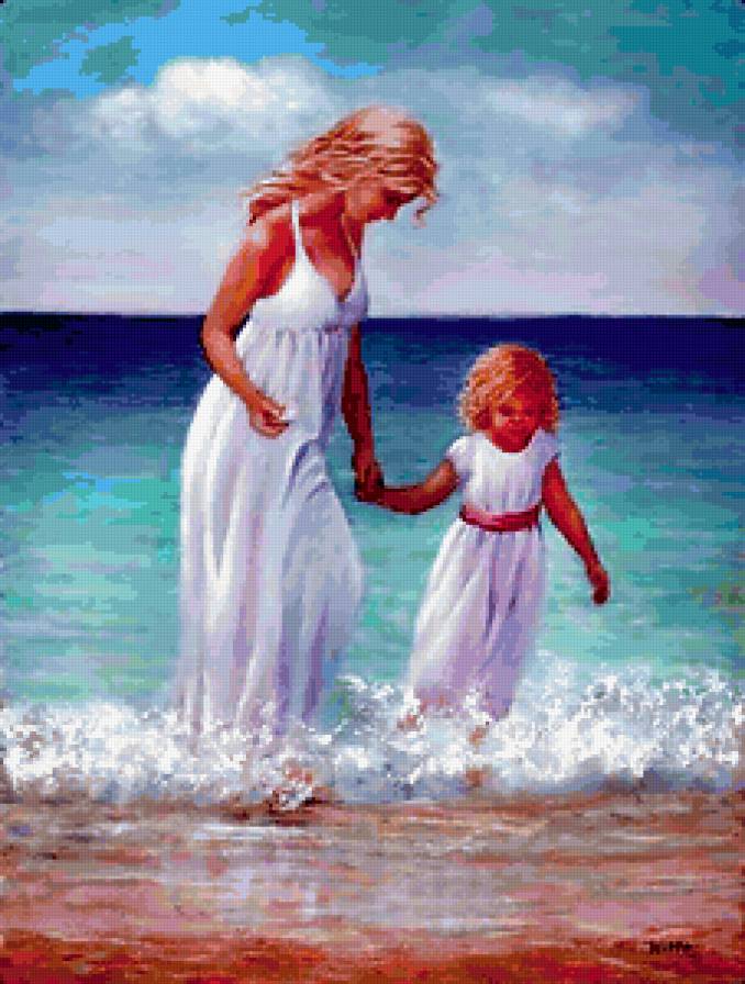 Мама и малышка - мама, море, дети - предпросмотр