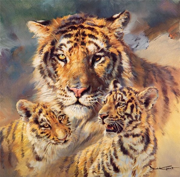 Семья тигрицы - кошки, тигры, животные - оригинал