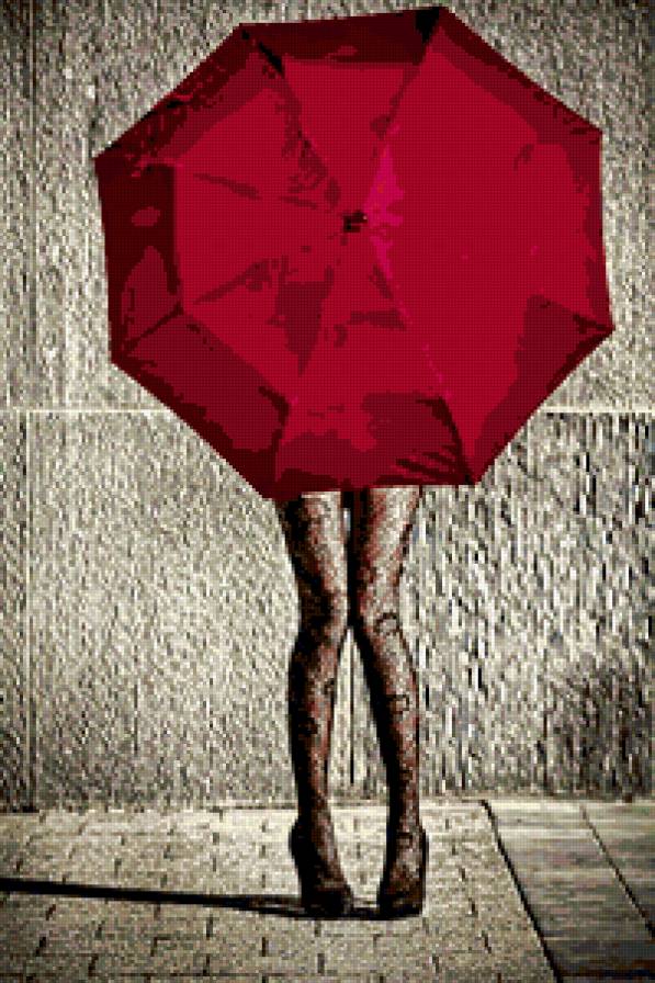 Красный зонт - зонт, девушки - предпросмотр