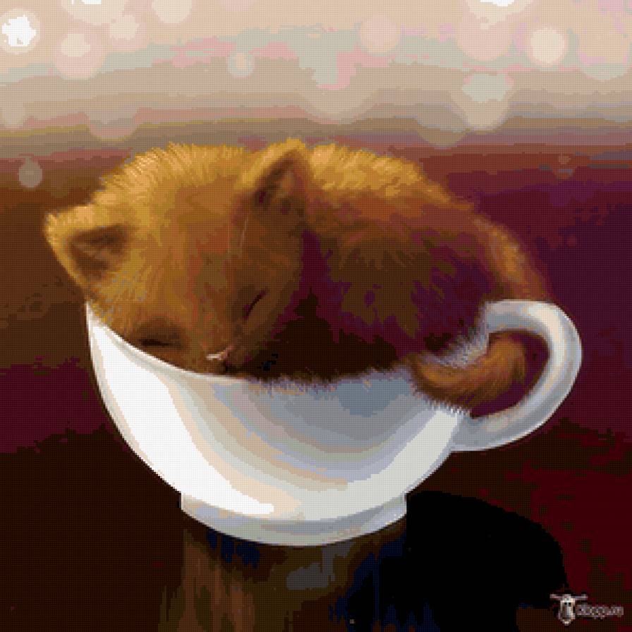 Милый котик - кот, чашка, сон - предпросмотр