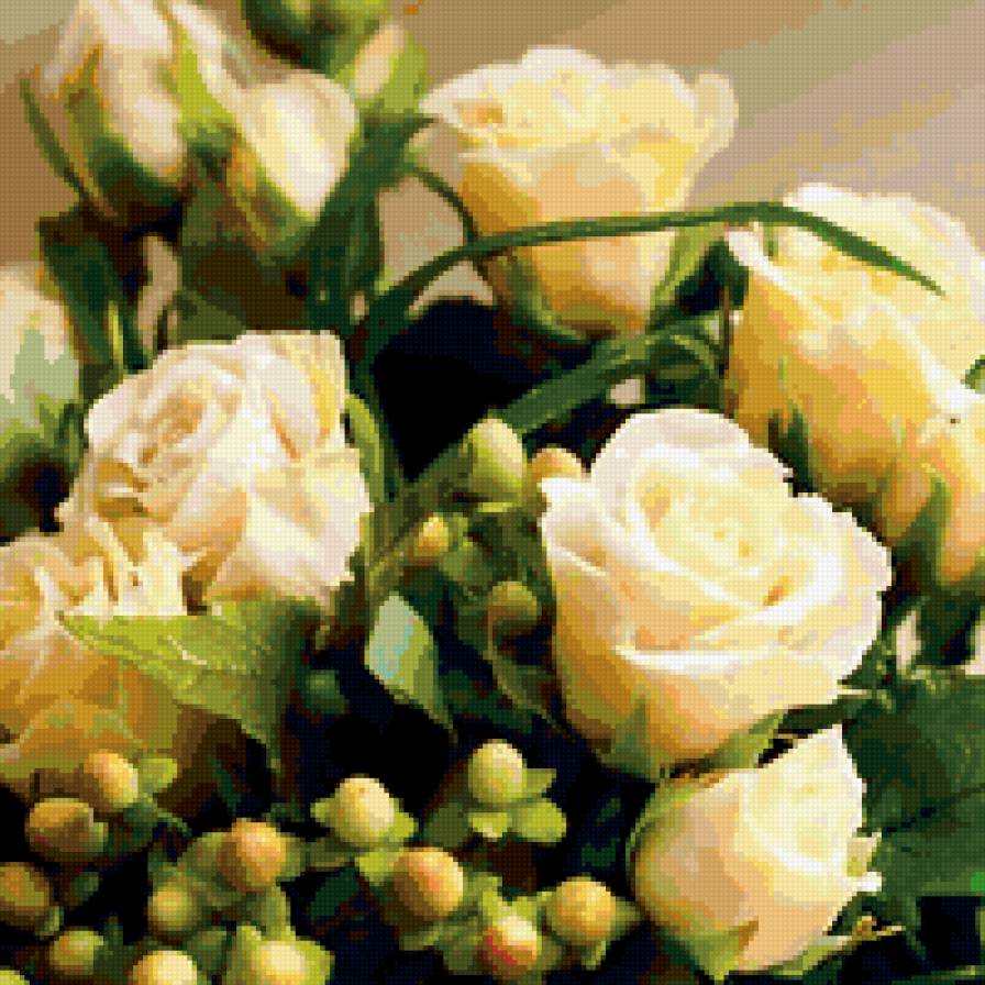 БЕЛАЯ РОЗА - розы, цветы, подушка - предпросмотр