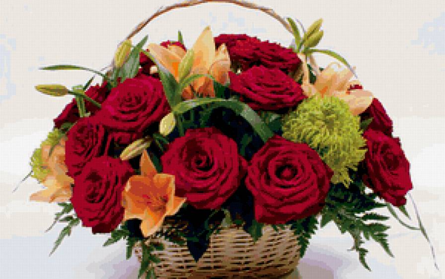 розы в корзине - предпросмотр