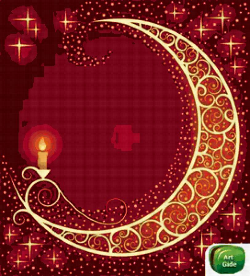 подушка - узор, свеча, месяц, подушка - предпросмотр