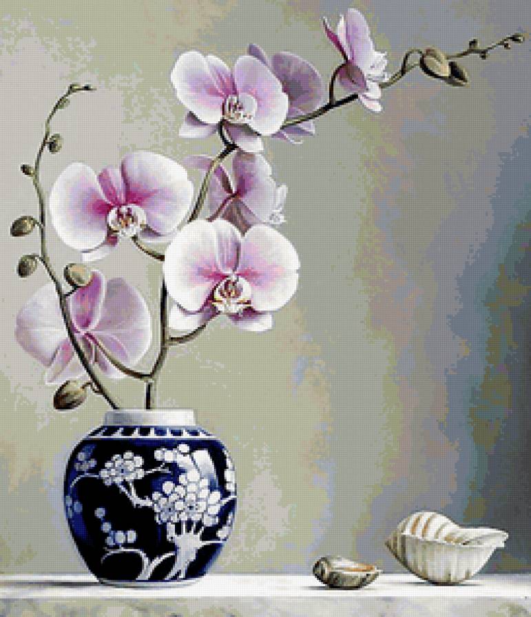 Нежная орхидея - орхидея, картина, цветы - предпросмотр