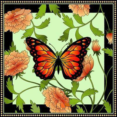 Подушка - бабочки, цветы - оригинал