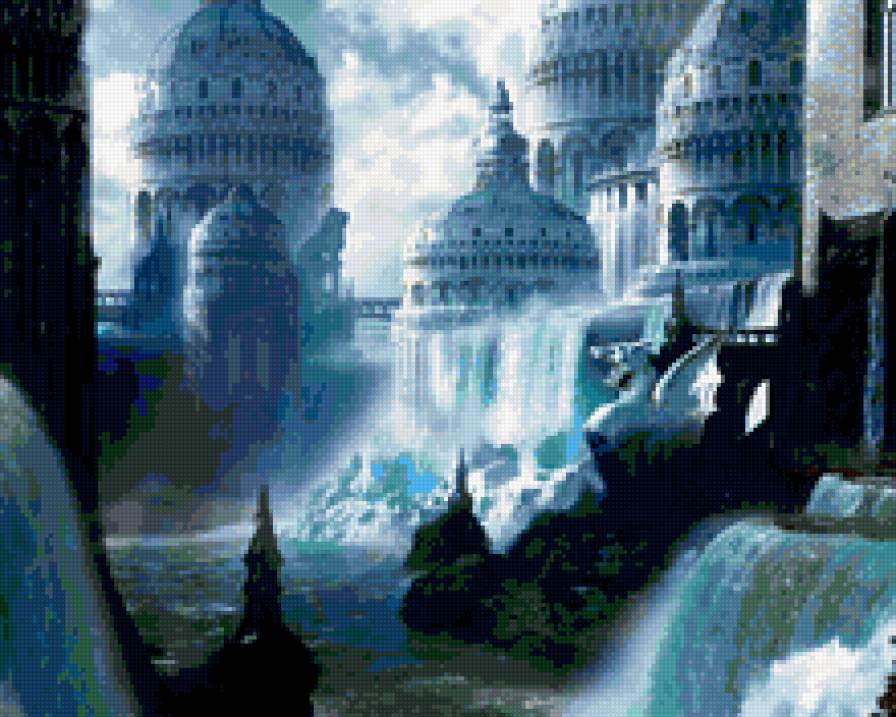 Дворец и водопад - предпросмотр