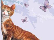 весна - кошка, кот, весна, бабочки - оригинал