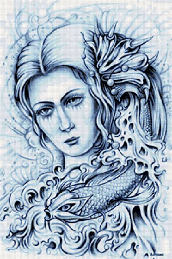 Русалка - гжель, правительница морей, женский образ - предпросмотр