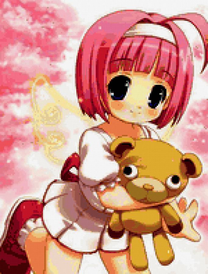 Девочка с розовыми волосами - прелесть, улыбка, мишка, аниме, девочка - предпросмотр