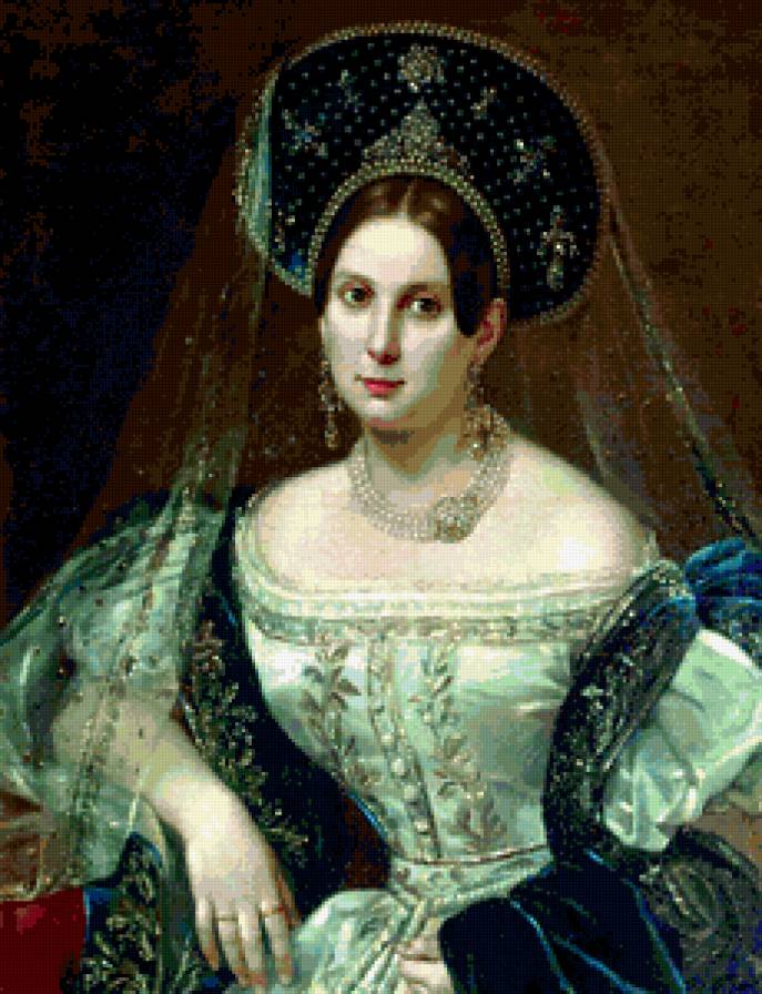 картина П.Орлова - дама, какошник, жемчуг - предпросмотр